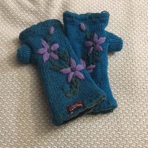 Knit lined fingerless gloves